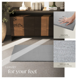 tectake Zonelle Grey Short Pile Ultra Soft Rug 150 x 80cm - Size: 102 x 53 x 76cm - Black - Wilko - thumbnail 5
