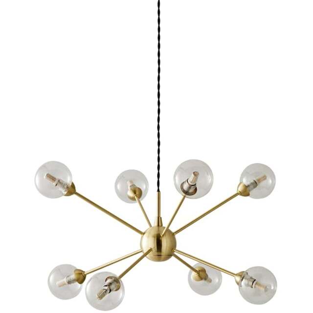 ValueLights Sputnik 8 Way Gold Glass Globe Pendant Ceiling Light and Bulbs - Size: 134 x 55 x 55cm - Wilko - image 1