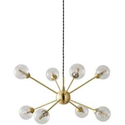 ValueLights Sputnik 8 Way Gold Glass Globe Pendant Ceiling Light and Bulbs - Size: 134 x 55 x 55cm - Wilko - thumbnail 1