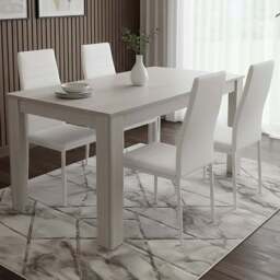Portland Kosy Koala 4 Seater Modern Dining Set Grey and White - Wilko