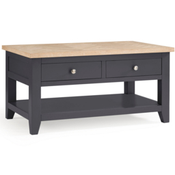 Julian Bowen Bordeaux 2 Drawer Dark Grey Coffee Table - Size: 60 x 100 x 50cm - Wilko - thumbnail 3