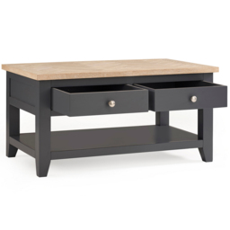 Julian Bowen Bordeaux 2 Drawer Dark Grey Coffee Table - Size: 60 x 100 x 50cm - Wilko - thumbnail 6