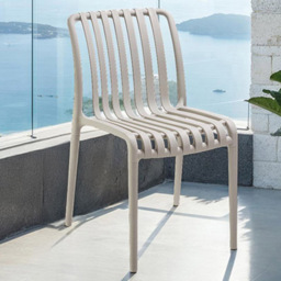 tectake Alcudia Set of 4 Taupe Stackable Garden Chair - Size: 80.5 x 47 x 58cm - Brown - Wilko - thumbnail 1