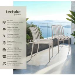 tectake Alcudia Set of 4 Taupe Stackable Garden Chair - Size: 80.5 x 47 x 58cm - Brown - Wilko - thumbnail 4