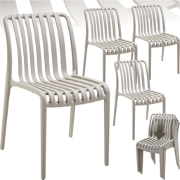 tectake Alcudia Set of 4 Taupe Stackable Garden Chair - Size: 80.5 x 47 x 58cm - Brown - Wilko - thumbnail 3