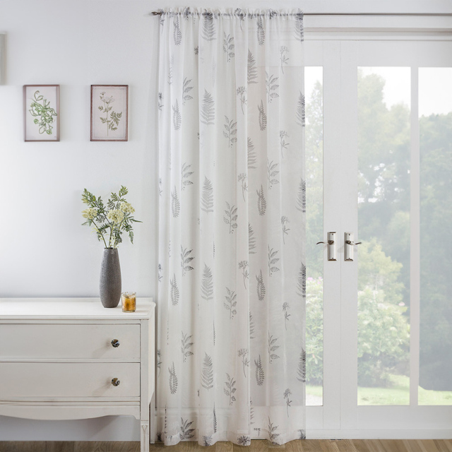 Grey Bracken Panel Voile Curtain 137 x 140cm - Size: W 137 x D 140cm - Wilko - image 1