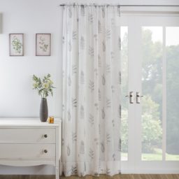 Grey Bracken Panel Voile Curtain 137 x 140cm - Size: W 137 x D 140cm - Wilko - thumbnail 1