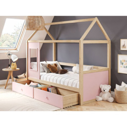 Flair Ted Pink Wooden Play House Bed Frame with Storage - Size: Single - Wilko - thumbnail 5