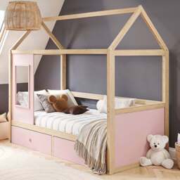 Flair Ted Pink Wooden Play House Bed Frame with Storage - Size: Single - Wilko - thumbnail 1