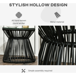 Outsunny Black Rattan Round Coffee Table - Size: 40 x 40 x 42cm - Wilko - thumbnail 6