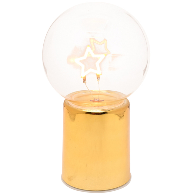 The Seasonal Gift Co Glass Globe Gold LED Neon Star Light - Size: 18 x 10 x 10cm - Wilko - image 1