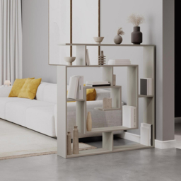 FWStyle Labirent Multi Shelf Sandstone Maze Inspired Room Divider Shelving Unit - Size: 129 x 125 x 22cm - Cream - Wilko - thumbnail 6
