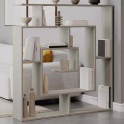 FWStyle Labirent Multi Shelf Sandstone Maze Inspired Room Divider Shelving Unit - Size: 129 x 125 x 22cm - Cream - Wilko - thumbnail 1