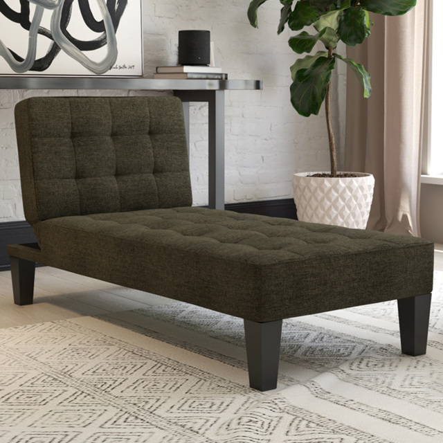 Dorel Adalynn Grey Linen Chaise Lounger - Size: 80 x 73 x 163cm - Wilko - image 1