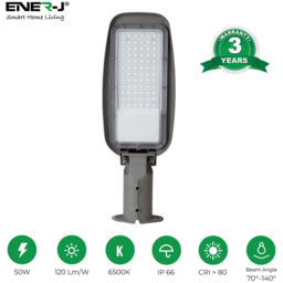 ENER-J High Lumen LED 50W IP66 Streetlights with Adjustable Arm - Size: 38 x 15.8 x 7cm - white - ENERJ - Wilko - thumbnail 7