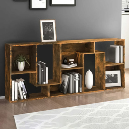 vidaXL 8 Shelf Smoked Oak Bookcase - Size: 161 x 67 x 24cm - Brown - Wilko - thumbnail 1
