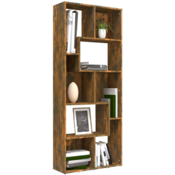 vidaXL 8 Shelf Smoked Oak Bookcase - Size: 161 x 67 x 24cm - Brown - Wilko - thumbnail 7