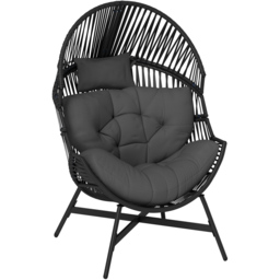 Outsunny Charcoal Grey Rattan Garden Egg Chair - Size: 141 x 97 x 95cm - Wilko - thumbnail 3