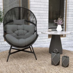 Outsunny Charcoal Grey Rattan Garden Egg Chair - Size: 141 x 97 x 95cm - Wilko - thumbnail 5
