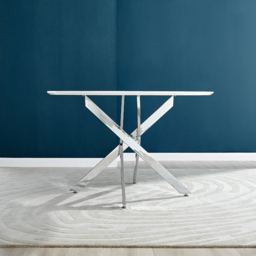 Furniturebox Arona 6 Seater Round Dining Table White High Gloss and Silver - Size: 4 Seater - Wilko - thumbnail 6