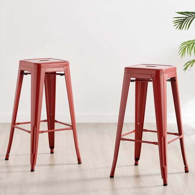 Furniturebox Carter Red Tolix Style Bar Stool Set of 2 - Wilko - image 1