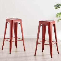 Furniturebox Carter Red Tolix Style Bar Stool Set of 2 - Wilko - thumbnail 1
