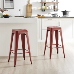 Furniturebox Carter Red Tolix Style Bar Stool Set of 2 - Wilko - thumbnail 3