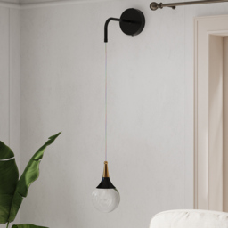 Living and Home Black and Gold Dew Drop Crystal Shade LED Wall Light - Size: 72.5 x 10 x 21cm - Black + Clear - Wilko - thumbnail 3