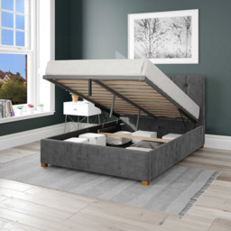 Aspire Hepburn Small Double Charcoal Firenze Velour Ottoman Bed - Grey - Aspire Beds - Wilko - thumbnail 3