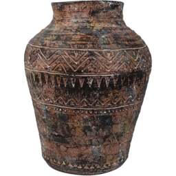 Leaf Aztec Brown Textured Vase Composite Planter 40 x 32cm - Size: 40 x 32 x 32cm - Wilko