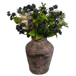 Leaf Aztec Brown Textured Vase Composite Planter 40 x 32cm - Size: 40 x 32 x 32cm - Wilko - thumbnail 3