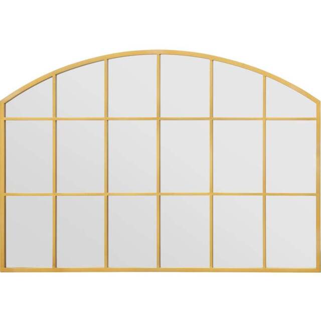 The Arcus Gold Arched Metal Over Mantle Wall Mirror 110 x 75cm - MirrorOutlet - Wilko - image 1