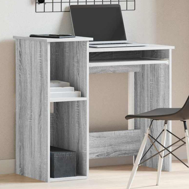 vidaXL 2 Shelf Computer Desk with Keyboard Tray Grey Sonoma - Size: 78 x 84 x 40cm - Wilko - image 1
