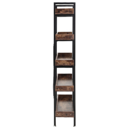 H&O Direct 5 Shelf Industrial Style Bookcase - Size: 173 x 92 x 30cm - Brown - Wilko - thumbnail 5