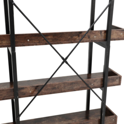 H&O Direct 5 Shelf Industrial Style Bookcase - Size: 173 x 92 x 30cm - Brown - Wilko - thumbnail 6