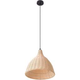 Living and Home Conical Rattan Pendant Shade with Tri-Colour Bulb - Size: 110 x 36 x 36cm - Natural - Wilko - thumbnail 1