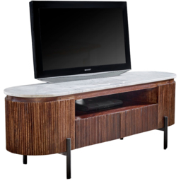 Brooklyn Opal 2 Door 2 Drawer Single Shelf Marble Top Mango Wood TV Unit - Brown - Wilko - thumbnail 3