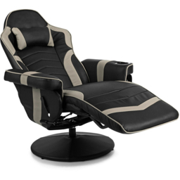Costway Grey Electric Massage Gaming Chair with Cup Holder - Size: 101 x 66 x 45cm - Wilko - thumbnail 3