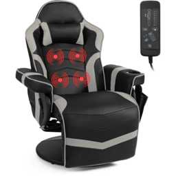 Costway Grey Electric Massage Gaming Chair with Cup Holder - Size: 101 x 66 x 45cm - Wilko - thumbnail 4
