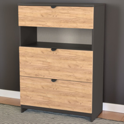 Crowndale Bora 3 Drawer Single Shelf Gold Oak and Graphite Storage Unit - Grey - Wilko