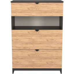 Crowndale Bora 3 Drawer Single Shelf Gold Oak and Graphite Storage Unit - Grey - Wilko - thumbnail 3
