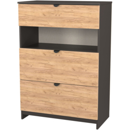 Crowndale Bora 3 Drawer Single Shelf Gold Oak and Graphite Storage Unit - Grey - Wilko - thumbnail 5