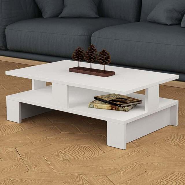 Decortie Mansu Single Shelf White Modern Coffee Table - Size: 27.5 x 80 x 50cm - Wilko - image 1