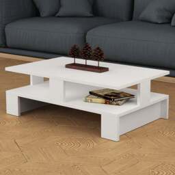 Decortie Mansu Single Shelf White Modern Coffee Table - Size: 27.5 x 80 x 50cm - Wilko - thumbnail 1