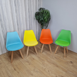 Kosy Koala Set of 4 Multicolour Plastic Dining Chair with Faux Leather Padded Seat - Wilko - thumbnail 5