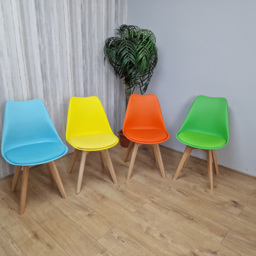 Kosy Koala Set of 4 Multicolour Plastic Dining Chair with Faux Leather Padded Seat - Wilko - thumbnail 7