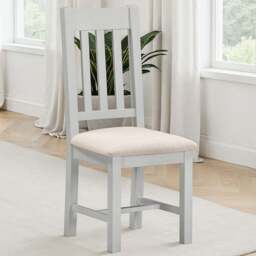 Seconique Windsor Sey of 2 Pebble Grey and Oat Fabric Slatted Dining Chair - Size: Set of 2 - Pebble Grey/Oat Fabric - Wilko - thumbnail 1