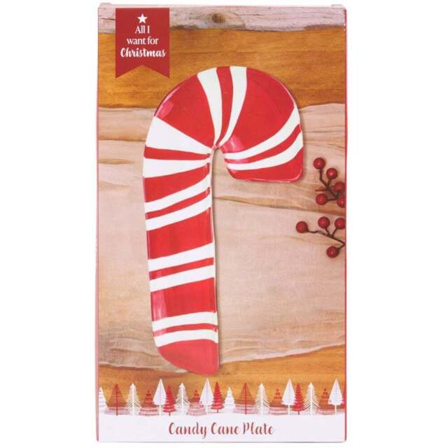 Candy Cane Ceramic Plate Red - All I Want For Christmas - Wilko - image 1
