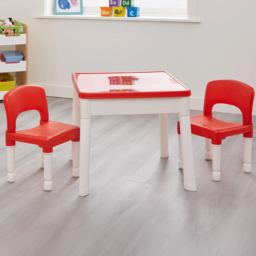 Liberty House Toys Kids 6-in-1 Red and White Activity Table and 2 Chairs Set - Size: 45 x 51 x 54cm - Wilko