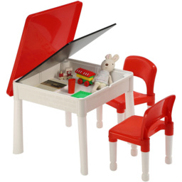Liberty House Toys Kids 6-in-1 Red and White Activity Table and 2 Chairs Set - Size: 45 x 51 x 54cm - Wilko - thumbnail 4